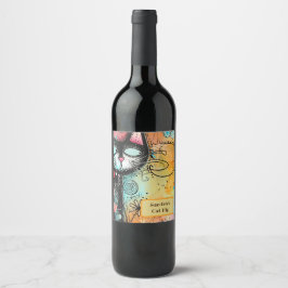 Leuke kat Moderne Stijl Wijn Etiket