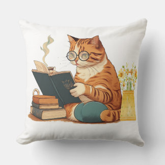 Leuke kat moeder lezen van een boek en drink koffi kussen