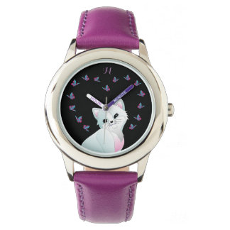 Leuke kat Monogram Paarse Horloge