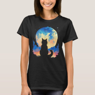 Leuke kat Motieven Kat Met Maan Kat Grafisch T-shirt