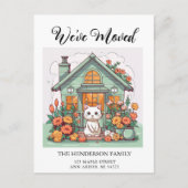 Leuke kat Nieuwe Huis Bewegende Aankondiging Brief Briefkaart (Voorkant)