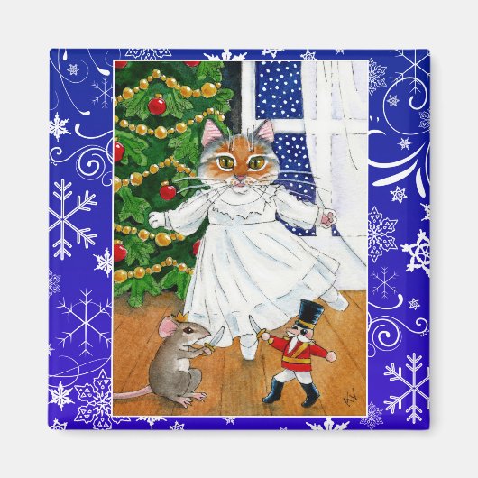 Leuke kat, Notenkraker ballet, Kerstmis, muis Magneet (Voorkant)