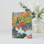 Leuke kat onder een bloeiende struik briefkaart (Staand voorkant)