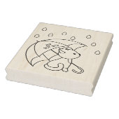 Leuke kat onder Paraplu Kleurplaat Rubberstempel (Stempel)