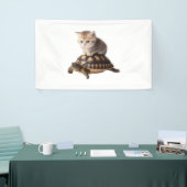 Leuke kat op schildpad spandoek (Beurs)