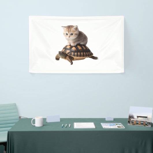 Leuke kat op schildpad spandoek (Beurs)