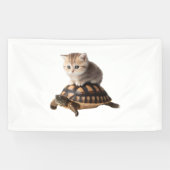 Leuke kat op schildpad spandoek (Horizontaal)