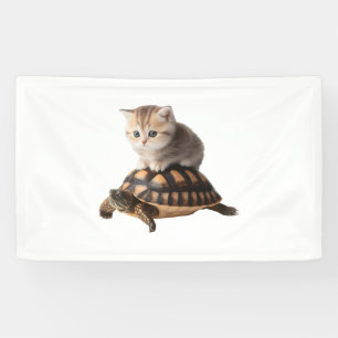 Leuke kat op schildpad spandoek