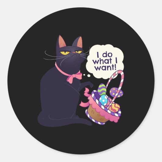 Leuke kat Pasen Wat ik wil Paasmand Stuffers Ronde Sticker (Voorkant)