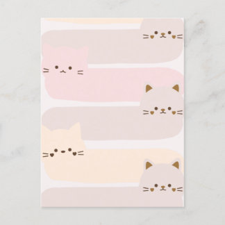 Leuke kat pastel kleur roze geel bruin ontwerp briefkaart