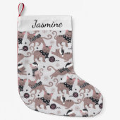 Leuke kat Patroon Naam Kerstmis Kous Kleine Kerstsok (Voorkant)