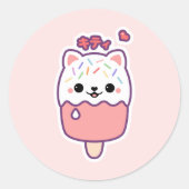 Leuke kat Popsicle Ronde Sticker (Voorkant)