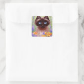 Leuke kat Ragdoll Siamese Birmees Roos Creationart Vierkante Sticker (Tas)