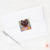 Leuke kat Ragdoll Siamese Birmees Roos Creationart Vierkante Sticker (Envelop)