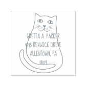 Leuke kat retour adres zelf inkt stempel (Design)