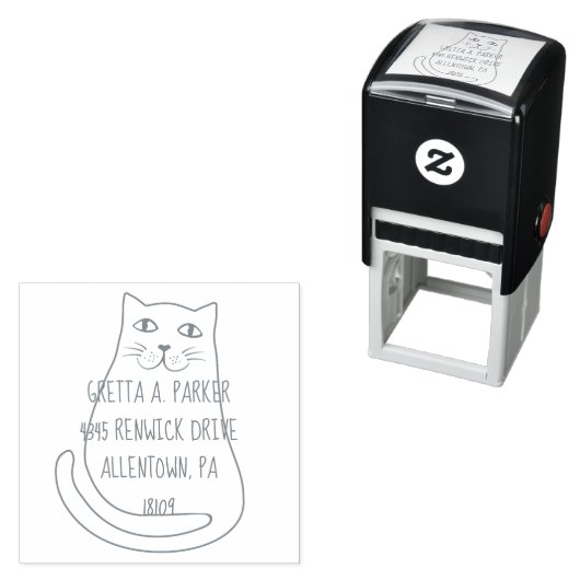 Leuke kat retour adres zelf inkt stempel (In situ)