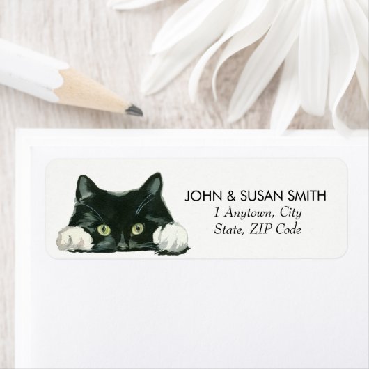 Leuke kat retour adreslabels stickers envelop (Insitu)