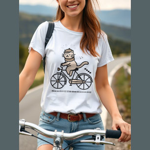 Leuke kat rijden fiets, fietser kat t-shirt