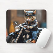 Leuke kat rijden motorfiets Muismat (Met muis)
