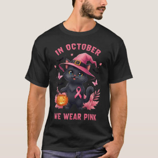 Leuke Kat Roze Lint In Oktober dragen we Roze T-shirt