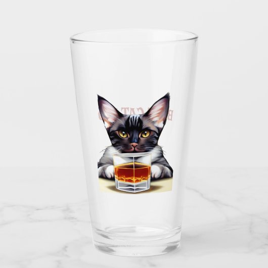 Leuke kat schilderij bier glas (Voorkant)
