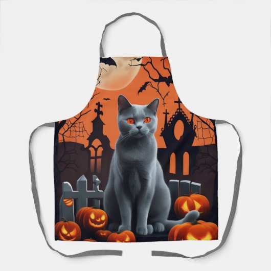 Leuke kat Schorten, Halloween Chartreux Kat Schort (Voorkant)