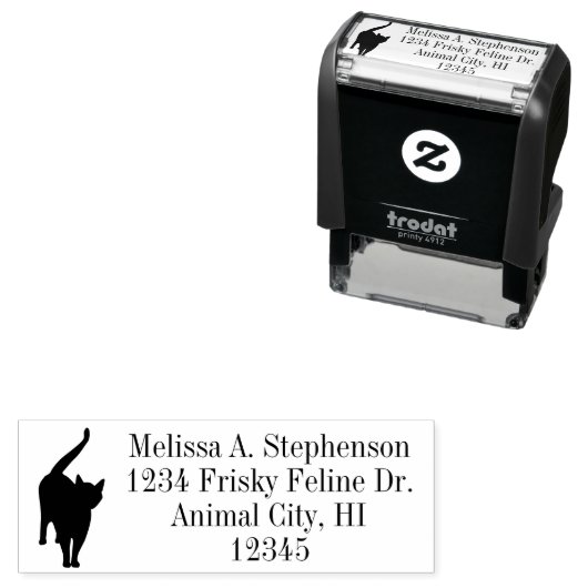 Leuke kat silhouet retour adres stempel (In situ)