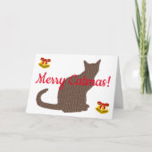Leuke Kat Silhouet Vrolijk Catmas Kerst Kaart (Voorkant)