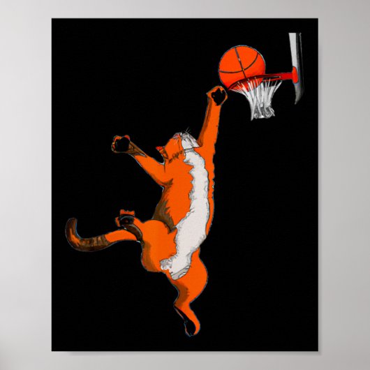 Leuke Kat Spelen Basketbal Sport Kat Basketbal L Poster (Voorkant)