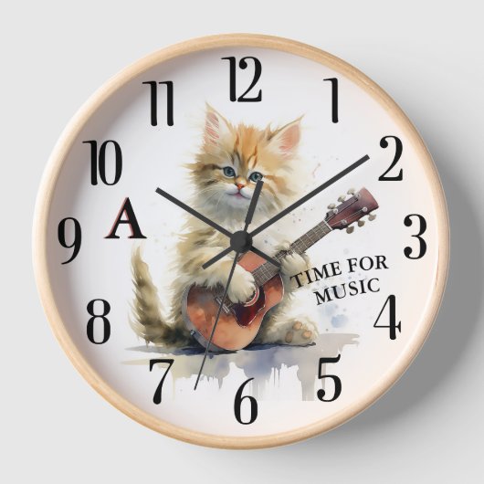 Leuke kat spelen gitaar aangepaste monogram (Voorkant)