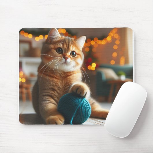 Leuke kat spelen met een garen mousepad muismat (Met muis)