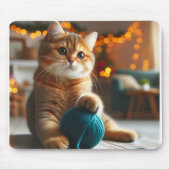 Leuke kat spelen met een garen mousepad muismat (Voorkant)