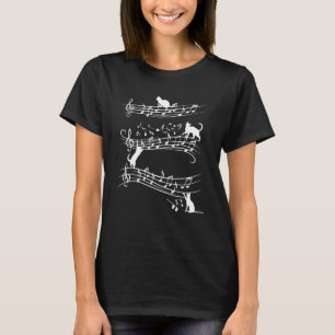 Leuke kat spelen op muzieknoten muziek piano muss t-shirt