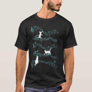 Leuke kat spelen op muzieknoten vellen muziek t-shirt