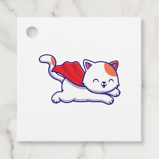 Leuke kat super held vliegen bedankjes labels (Voorkant)