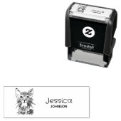 Leuke kat tekening aangepaste naam Kinder handteke Zelfinktende Stempel (In situ)