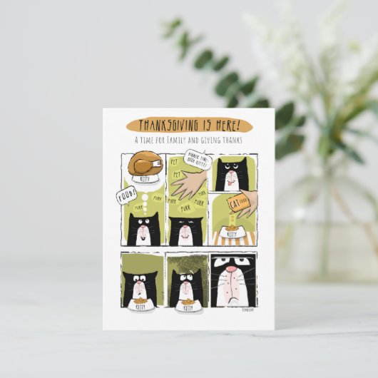 Leuke kat Thanksgiving Verwachtingen Realiteit Feestdagenkaart (Staand voorkant)