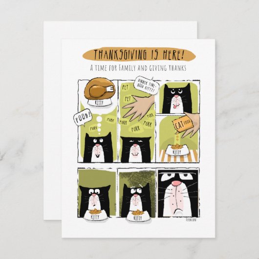 Leuke kat Thanksgiving Verwachtingen Realiteit Feestdagenkaart (Voorkant / Achterkant)