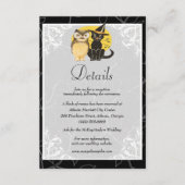 Leuke Kat & Uil Halloween Bruiloft Details Informatiekaartje (Voorkant)