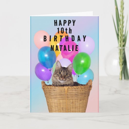 Leuke Kat, veranderde leeftijd en naam, Verjaardag Kaart (Voorkant)