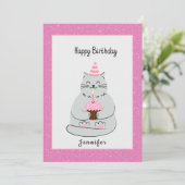 Leuke kat verjaardag met bericht (Staand voorkant)