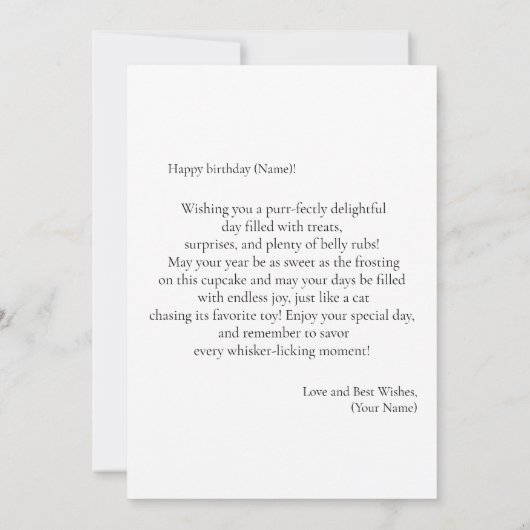 Leuke kat verjaardag met bericht (Achterkant)