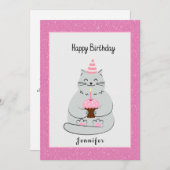 Leuke kat verjaardag met bericht (Voorkant / Achterkant)