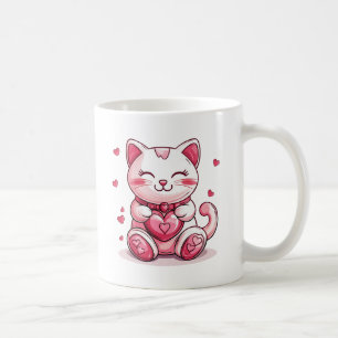 Leuke kat verliefd op roze hart koffiemok