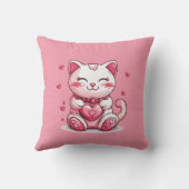 Leuke kat verliefd op roze hart kussen (Achterkant)