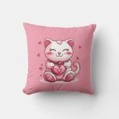 Leuke kat verliefd op roze hart kussen (Voorkant)
