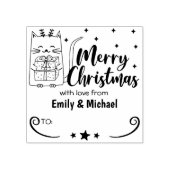 Leuke Kat Vrolijk Kerstfeest met liefde, Paar Rubberstempel (Afrduk)