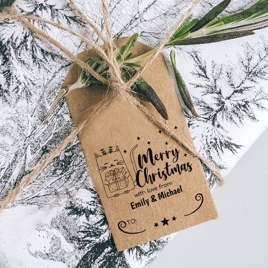 Leuke Kat Vrolijk Kerstfeest met liefde, Paar Rubberstempel