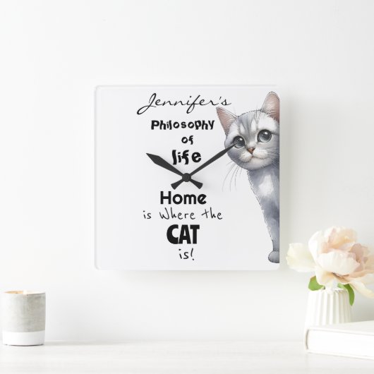 Leuke kat wandklok (Huis)