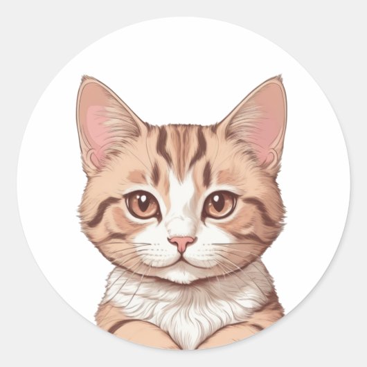 Leuke kat Water Kleur Art sticker (Voorkant)